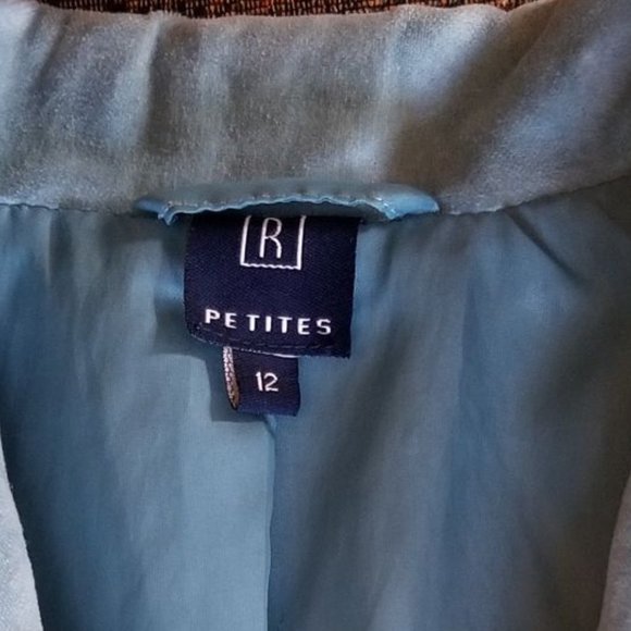 Turquoise, soft cotton velvet jacket, blazer, S, M, vintage 90s/2000s, Reitmans - Picture 6 of 11